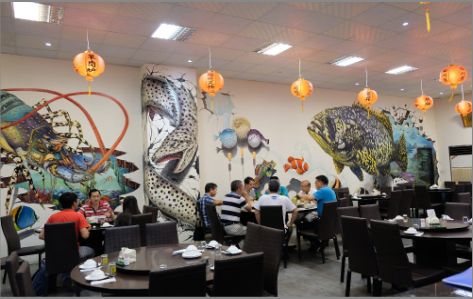 石台海鲜餐厅墙体彩绘